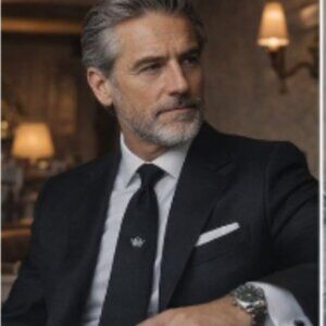 🖤 Rhodia Made in France Tie | Crown Motif | Minimalist Graphic